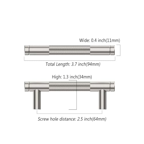 Asidrama 10 Pack 2.5 Inch(64mm) Brushed Nickel Cabinet Pulls Heavy-Duty Solid Kitchen Cabinet Handles Satin Nickel Drawer Hardware for Bathrooms Cupboard - color: Brushed Satin Nickel, size: 2.5" Hole Center, style: 10 Pack