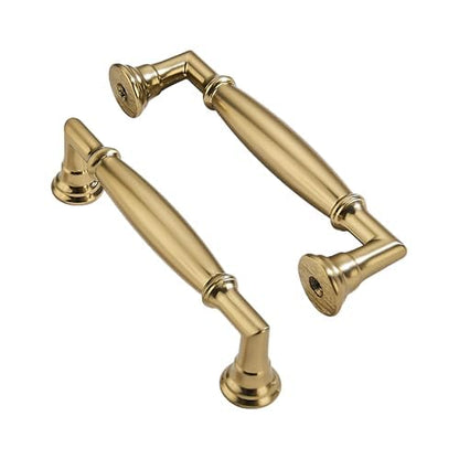 2 Pack 3-3/4 Inch Hole Center Brushed Brass Cabinet pulls Solid Satin Brass Heavy Duty Cabinet Pull Cabinet Handles Kitchen Cabinet Hardware Vanity Handles Bathroom Cabinet pulls - color: Brushed Brass, size: 3-3/4 Inch(96mm)hole center
