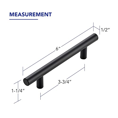 Matte Black Cabinet Handles Drawer Pulls 3.75 Inch CC 10 Pack - color: Matte Black T-Shaped, size: 3-3/4" Hole Center