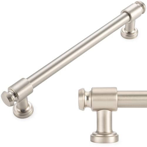 KOOFIZO 10 Pack 6-1/4 in Brushed Nickel Cabinet Pull, Drawer Handles P11 - color: Brushed Nickel, size: 6-1/4" CC