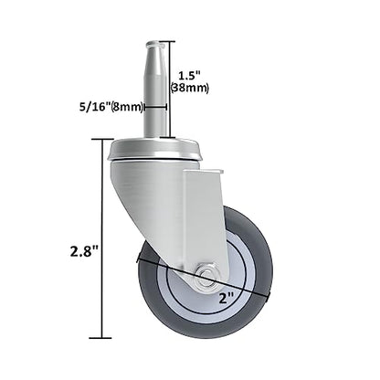 RILIDRI 2-Inch Shop Vac Wheels Replacement Parts, (Stem Diameter 8mm or 5/16", Length 38mm or 1.5") - Set of 4 Replacement Wheels for Shop Vac Wet Dry Vacuums Caster, Furniture - size: M8x38