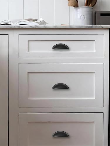 10 Pack 2-1/2" Drawer Pulls Matte Black Cabinet Cup Pulls Kitchen Hardware Cabinet Handles Drawer Handles Knobs 2-1/2 inch (64mm) Center to Center - color: Matte Black, size: 2-1/2 inch Hole Center, style: 10 Pack