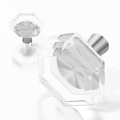 4 Pack Hexagon Crystal Cabinet Knobs,1-1/4 Inch, Brushed Nickel - color: Nickel-4 pack, size: Hexagon