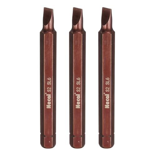HARFINGTON 3pcs SL6 Slotted Screwdriver Bit 5/16" Hex Shank 80mm/3.15" Length Magnetic Flat Head Hex Bits S2 Steel Screw Driver Bit for Impact Electric Screw Driver Power Tools, Red - color: Red, size: SL6 x 80mm