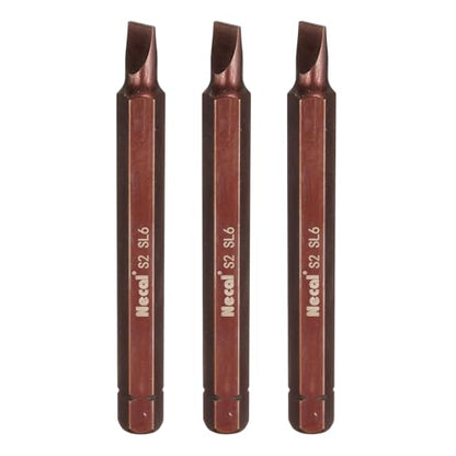 HARFINGTON 3pcs SL6 Slotted Screwdriver Bit 5/16" Hex Shank 80mm/3.15" Length Magnetic Flat Head Hex Bits S2 Steel Screw Driver Bit for Impact Electric Screw Driver Power Tools, Red - color: Red, size: SL6 x 80mm
