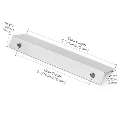 Rergy 10 Pack 5" Cabinet Pulls Brushed Nickel Finger Pulls for Cabinets - color: Brushed Nickel, size: Hole Center: 5in(128mm)
