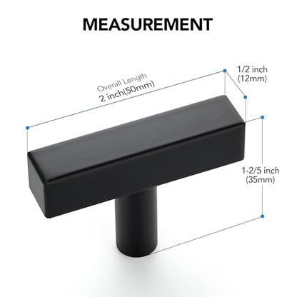 HOME EDIT 10 Pack Matte Black Cabinet Knobs 2 in, Black Square Bar Hardware - color: Black&square Bar