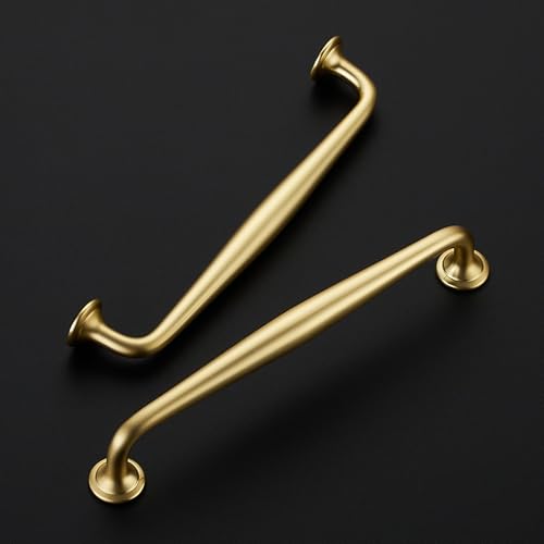 Ravinte Brushed Gold Cabinet Handles Solid Pulls 6-1/4 Inch 10 Pack - color: Brushed Gold, size: 6-1/4 inches Hole Center