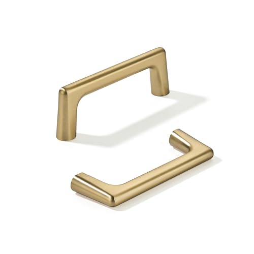khtumeware 10 Pack Antique Champagne Bronze Cabinet Pulls 3.5 Inch(89mm) Hole Centers Satin Brass Kitchen Cabinet Hardware for Cupboard Drawer Handles Dresser Pulls - color: Champagne Bronze, size: Cabinet Pulls 3.5" Hole Center