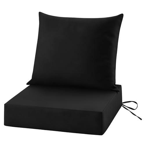 Ourdoor Deep-Seat Cushion Set, 24 * 24 * 5.75inch, Black, Set of 1 - color: Black