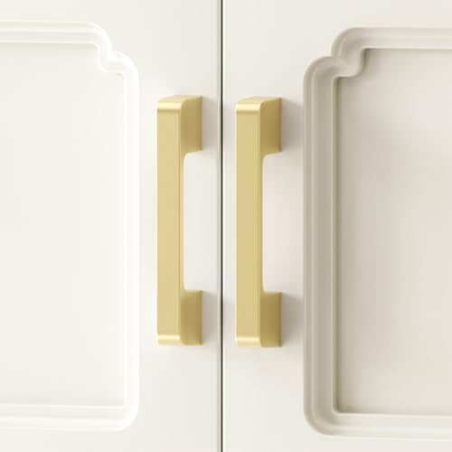 Rergy Cabinet Handles, Brushed Gold Drawer Pulls, 3.75", 10 Pack - color: Brushed Gold, size: 3.75"/96MM Hole Center