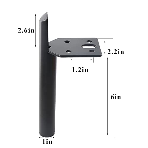 Osring 6 Inch Furniture Cabinet Legs, Side-Mounted Metal Table Feet Black - color: Black, size: 6 Inch