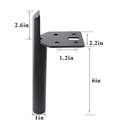 Osring 6 Inch Furniture Cabinet Legs, Side-Mounted Metal Table Feet Black - color: Black, size: 6 Inch