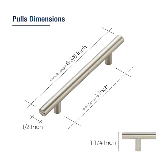 20 Pack Brushed Nickel Cabinet Handles, 4 in Hole Center Cabinet Pulls - color: Brushed Nickel, size: 4 in Hole Center