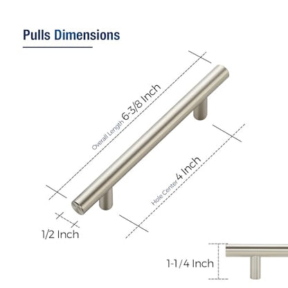 20 Pack Brushed Nickel Cabinet Handles, 4 in Hole Center Cabinet Pulls - color: Brushed Nickel, size: 4 in Hole Center