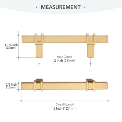 HOME EDIT 3 inch Cabinet Handles, 10 Pack Kitchen Cabinet Handles Gold Drawer Pulls Zinc Alloy Square Bar Kitchen Pulls - color: Gold, size: 3 Inch Hole Center