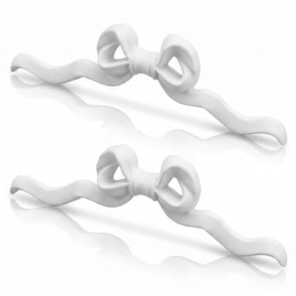 Roowest 2 Pcs Large Bow Appliques Onlays White PVC Appliques for Furniture Decorative 3D Roses Carved Onlay DIY Decorative for Cabinet Dresser Bed Door Wall Wardrobe Ceiling - style: Long Bow