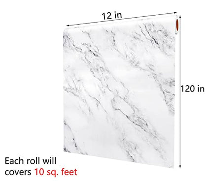 Decotalk Grey White Marble Contact Paper 12 x 120 inch Peel and Stick Countertops Self Adhesive Wallpaper Waterproof Removable Granite Contact Paper for Kitchen Backsplash Cabinets Drawer Liners Thick - size: 12" x 120"