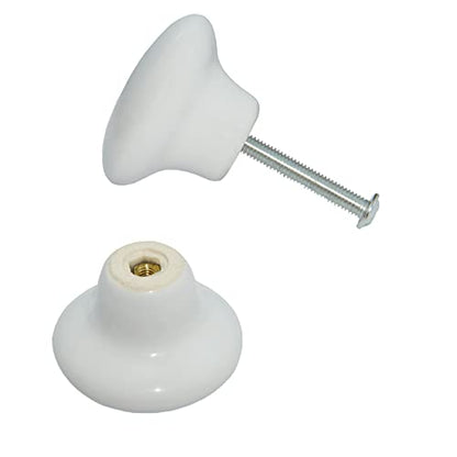 14 Packs White Ceramic Knobs Round Mushroom Cabinet Dresser - color: White