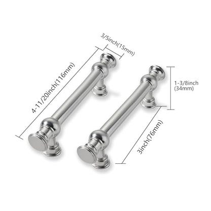 2 Pack 3 Inch Hole Center Brushed Satin Nickel Cabinet Pulls-Heavy Duty Solid Cabinet Handles Suitable for Cabinets, Dressers, Kitchens and Bathroom cabinets - color: Brushed Satin Nickel, size: 3 Inch hole center, style: 2-Pack