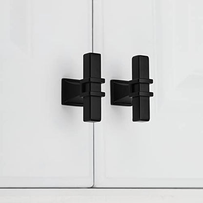 25 Pack Black Cabinet Knobs Black Dresser Drawer Knobs - color: Black, size: Single Hole Knob