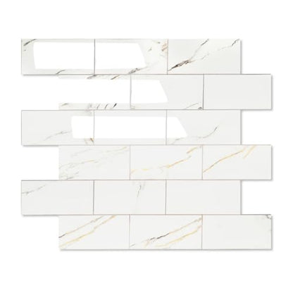 2026 New Upgrade Peel and Stick Backsplash Tile, Peel and Stick 11.34" X 11.57" Wall Tile for Kitchen, Bathroom, Fireplace, Laundry (Polished Carat Gold, 10 Packs) - color: Polished Carat Gold