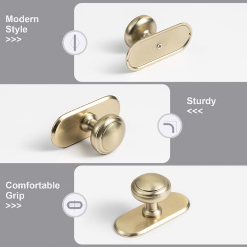 6Pack Champagne Bronze Cabinet Knobs with Backplate Drawer knobs - color: Champagne Bronze, style: Racetrack