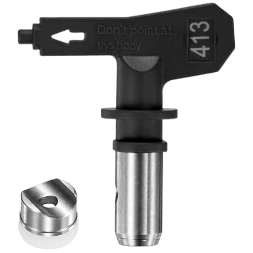 M METERXITY 1-Set Airless Paint Sprayer Tips, Tungsten Steel Reversible Spray Tips with 1 Pad for Homes/Buildings/Garden/Decks/Fences [Black, 413] - size: 413