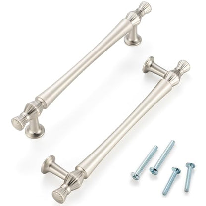5 Inch Brushed Nickel Cabinet Pulls 10 Pack French Style P2408 - color: Brushed Nickel, size: 5" Hole Centers-10 Pcs