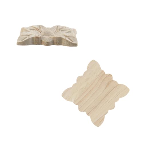 T Tulead Wood Carved Appliques, Square Leaf, 1.9"x1.9", 6PCS - style: Leaf, 1.9"x1.9", 6pcs