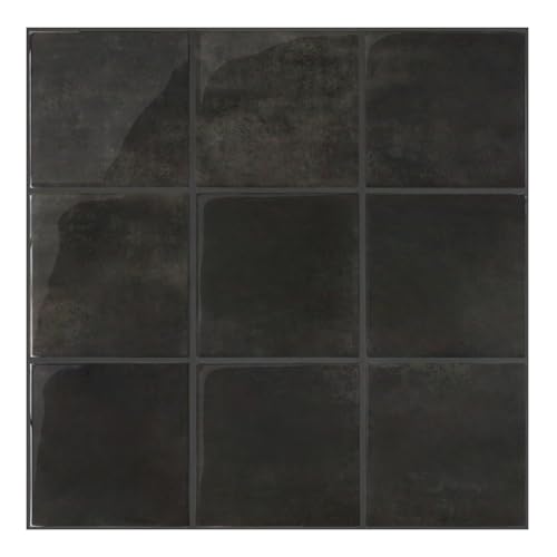 COMSTICKC Thicker 3D Peel and Stick Backsplash Tiles, 10 Pcs 12" x 12" - color: Black Marble