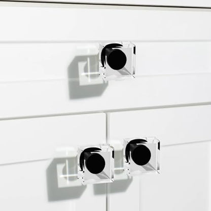 8 Pack Square Crystal Cabinet Knobs,1-1/4 Inch, Black - color: Black-8 pack, size: Square