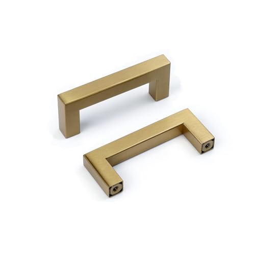 30 Pack Champagne Cabinet Pulls 3 Inch Drawer Handles Champagne Gold Cupboard Handles Square Cabinet Door Handles Modern Stainless Steel Kitchen Hardware for Cabinets - color: Champagne, size: 3 inch hole center (76mm)