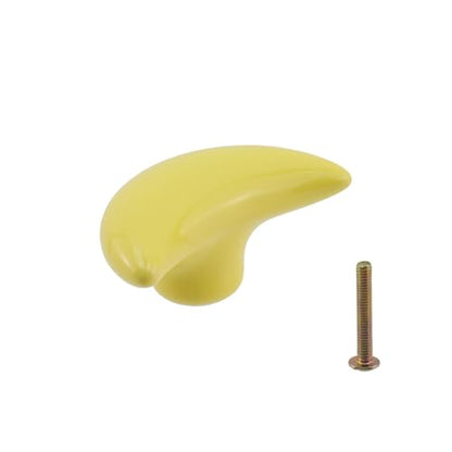 Dnyta 6 Pcs Moon Shaped Ceramic Knobs Glossy Ceramic Pulls Drawer Knobs - style: Yellow,Moon Shaped