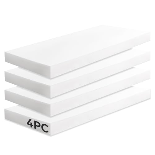 High-Density Upholstery Foam, Furniture Padding for Sofa Cushion Replacement, DIY Cut Whole-Piece Indoor/Outdoor Foam Pads(72×24×2 Inch,White) 4 Pack - size: 72*24*2, style: 4Pack