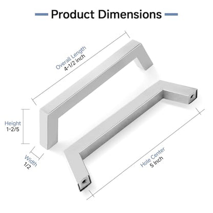 Estmoon 30 Pack 5 Inch Brushed Nickel Cabinet Pulls - Silver Cabinet Handles Modern Square Kitchen Handles for Dresser Drawers Cabinets Hardware, 5" Hole Centers(128 mm) - color: Brushed Nickel
