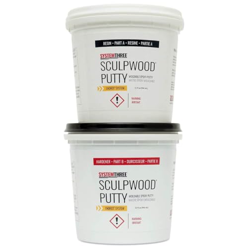 System Three 1600K20 SculpWood Putty Kit, 0.5 Gallon, Brown