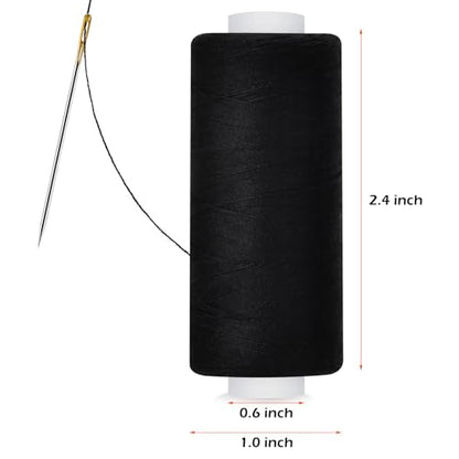 6 Pcs Sewing Thread Kit, 400 Yards Each Spool 402 Polyester Thread with Sewing Needle & Threader, Sewing Threads for Sewing Machine, Hand Stitching, Embroidery - color: 3black+3white