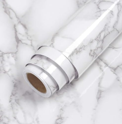 LACHEERY Large Wide 36 x 317 Inch Faux Marble Contact Paper Peel and Stick Grey White Countertop Contact Paper Decorative Marble Wallpaper for Bathroom RV Countertops Walls Desk Marble Paper Vinyl - size: 36" x 317"