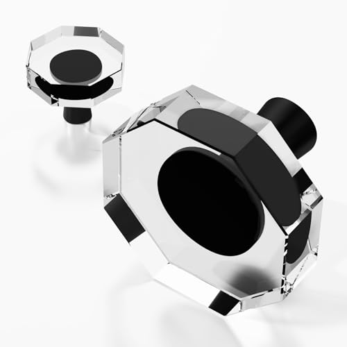 4 Pack Polygon Crystal Cabinet Knobs,1-1/4 Inch, Black - color: Black-4 pack, size: Polygon