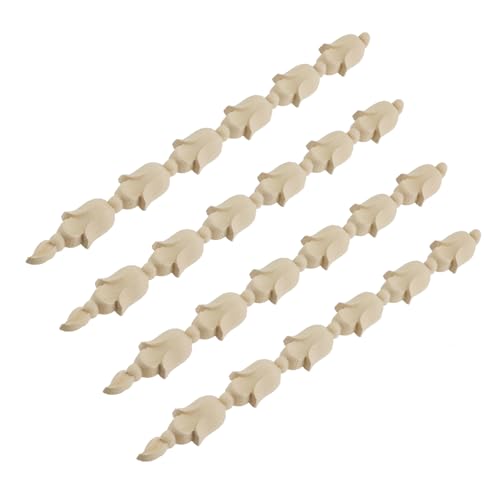 4 Pack Long Unfinished Decorative Door Wood Carved Appliques - style: Style2,4 pcs
