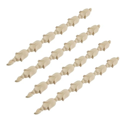 4 Pack Long Unfinished Decorative Door Wood Carved Appliques - style: Style2,4 pcs