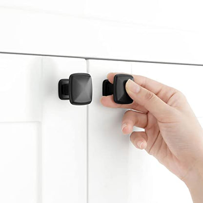 Matte Black Cabinet Knobs Square Cabinet Pulls 10 Pack 1990 - color: Matte Black, size: 1-1/4 Inches, style: 10 Pack Square Knob