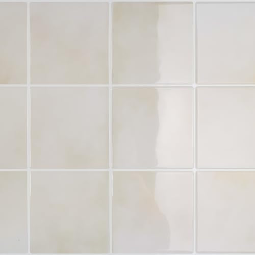 CRE8TIVE 4 Sheets Cream Beige Peel and Stick Tile Backsplash, Square Tiles Stick on Backsplash for Kitchen, 12"x12" Self Adhesive Waterproof Wall Tile Stickers for Bathroom, Laundry Room, Living Room - size: 12"x12" (4-Sheets)