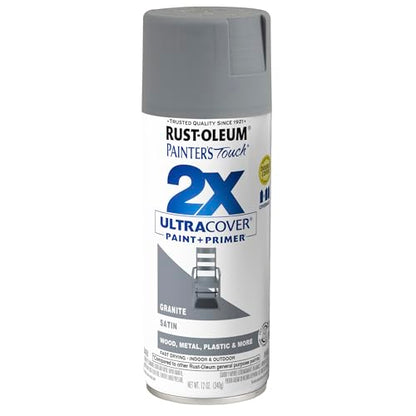 Rust-Oleum Painter's Touch 2X Ultra Cover Spray Paint, Satin Granite - color: Satin Granite, size: 12 Ounce (Pack of 1)