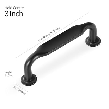 Lardmon 10 Pack Matte Black Modern Cabinet Pulls 3 Inch(76mm) Hole Center Kitchen Cabinet Handles Solid Drawer Pulls Heavy Duty Kitchen Hardware Vanity Pulls Dresser Handles - color: Matte Black, size: 3 Inch Hole Center, style: 10 Pack