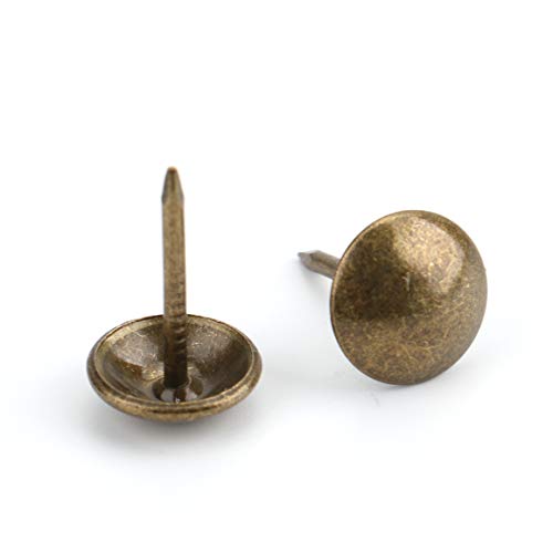 Kingrol 500 Count Upholstery Nails Pins, 7/16"/11mm Antique Brass Finish Furniture Tacks Upholstery Tacks (Pack of 2) - size: 7/16" (Pack of 2)