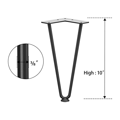 SMARTSTANDARD 10 Inch Heavy Duty Hairpin Furniture Legs, Black 4PCS - color: Black, size: 10 Inch