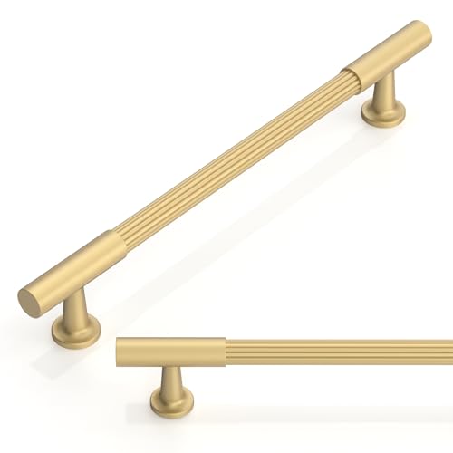 10 Pack Brushed Gold Cabinet Pulls 6 Inch(152mm) Kitchen Cabinet Handles Cabinet Hardware for Drawer Pulls - color: Brushed Gold, size: 6" Hole Center