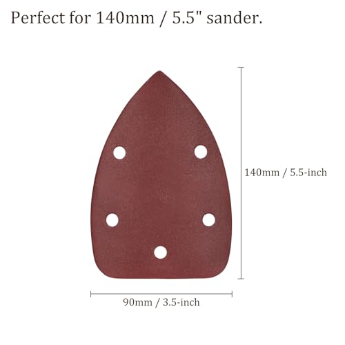 50pcs Mouse Sander Detail Sandpaper 320Grit 3.5"x5.5" Triangle